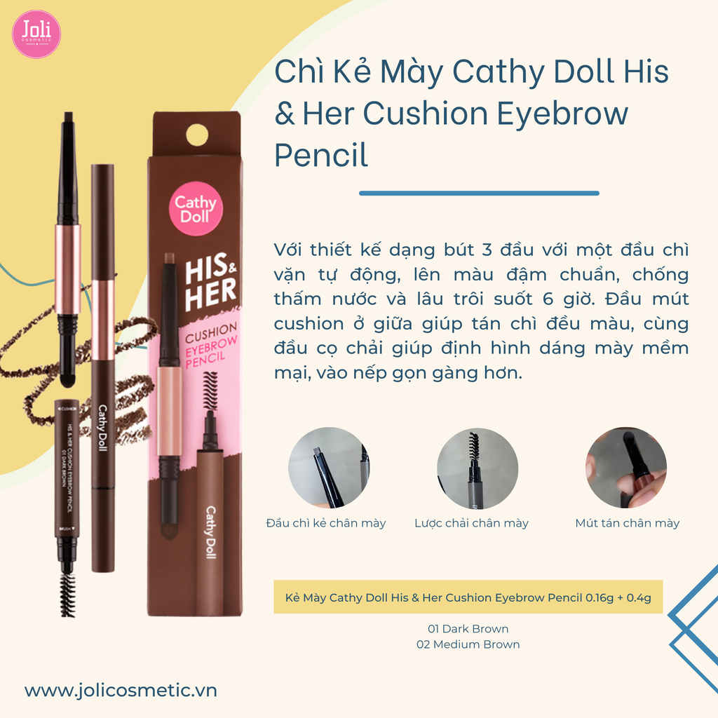 Chì Kẻ Mày Cathy Doll His & Her Cushion Eyebrow Pencil