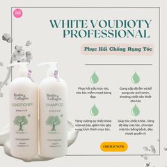 Dầu Gội & Xả Biotin Collagen Voudioty Professional Phục Hồi Chống Rụng Tóc (Trắng)