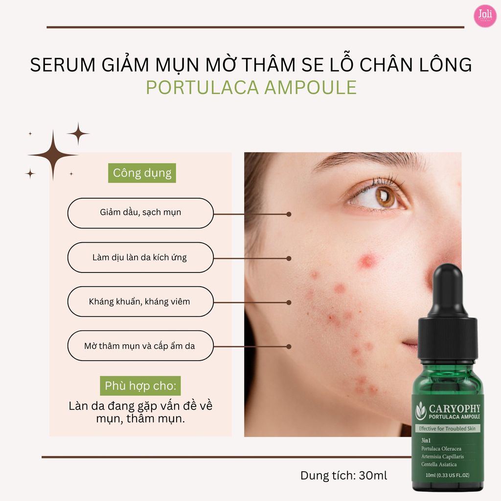 Serum Caryophy Giảm Mụn Mờ Thâm Se Lỗ Chân Lông Portulaca Ampoule 10ml