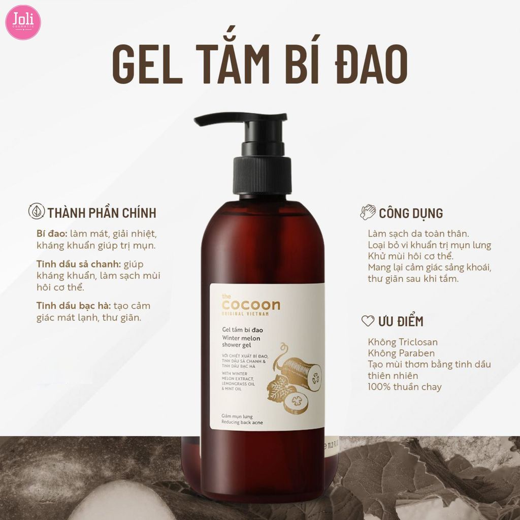 Gel Tắm Bí Đao Làm Giảm Mụn Lưng Cocoon Winter Melon Shower Gel 310ml