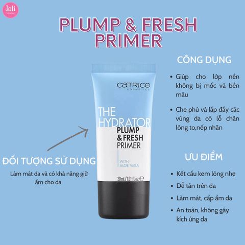 Kem Lót Kiềm Dầu Dưỡng Ẩm Catrice Plump & Fresh Primer Aloe Vera 30ml