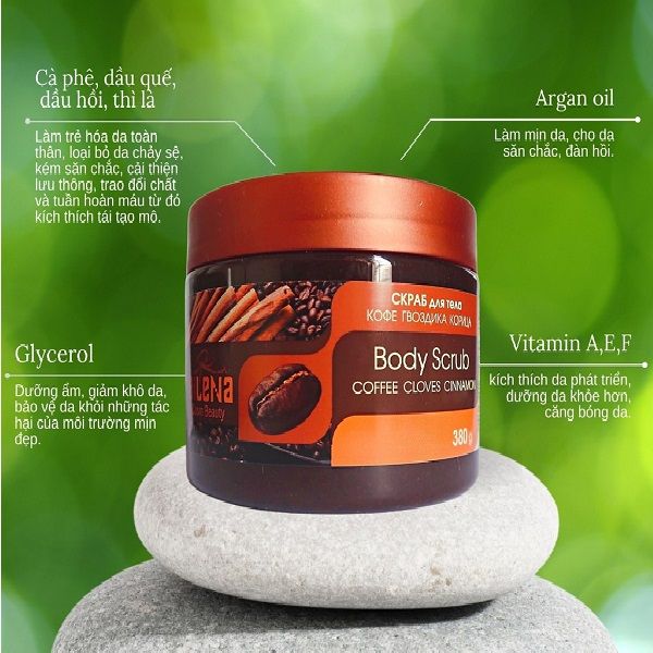 Tẩy Tế Bào Chết Body Quế Hồi & Cà Phê Bilena Cosm Beauty Body Scrub Coffee Cloves Cinnamon 380g