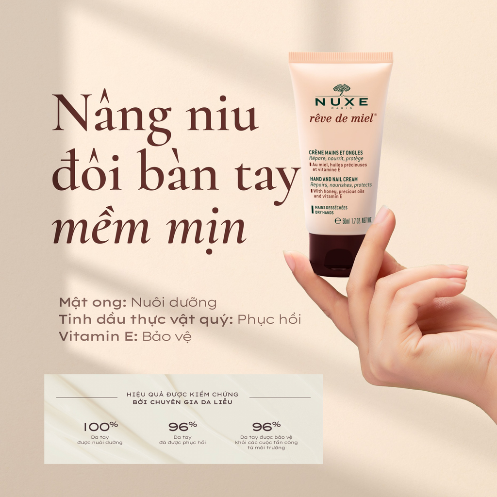 Kem Dưỡng Da Tay Và Móng Không Nhờn Rít Nuxe Reve De Miel Hand and Nail Cream 50ml