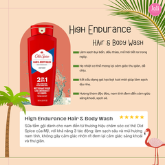 Sữa Tắm Gội Toàn Thân Dành Cho Nam Old Spice High Endurance Hair & Body Wash 532ml