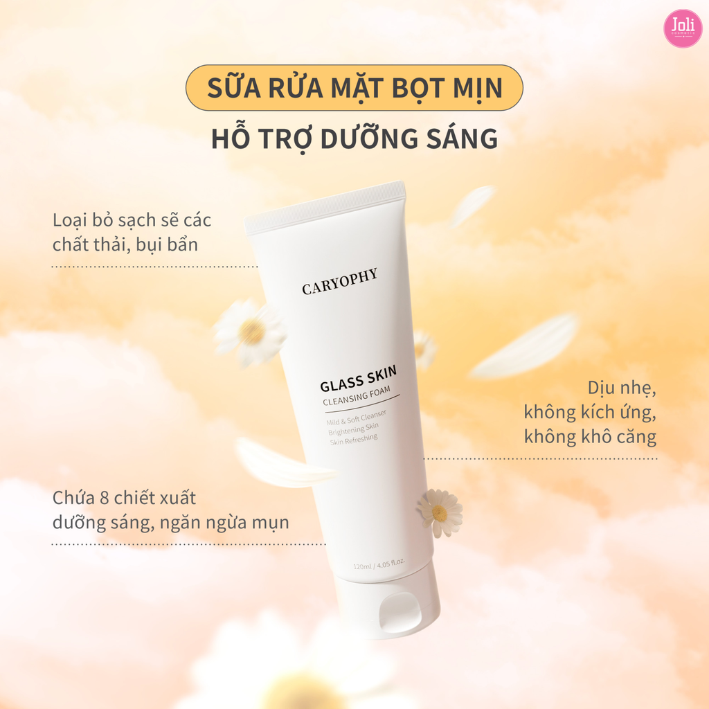 Sữa Rửa Mặt Dưỡng Trắng Da Caryophy Glass Skin Cleansing Foam 120ml