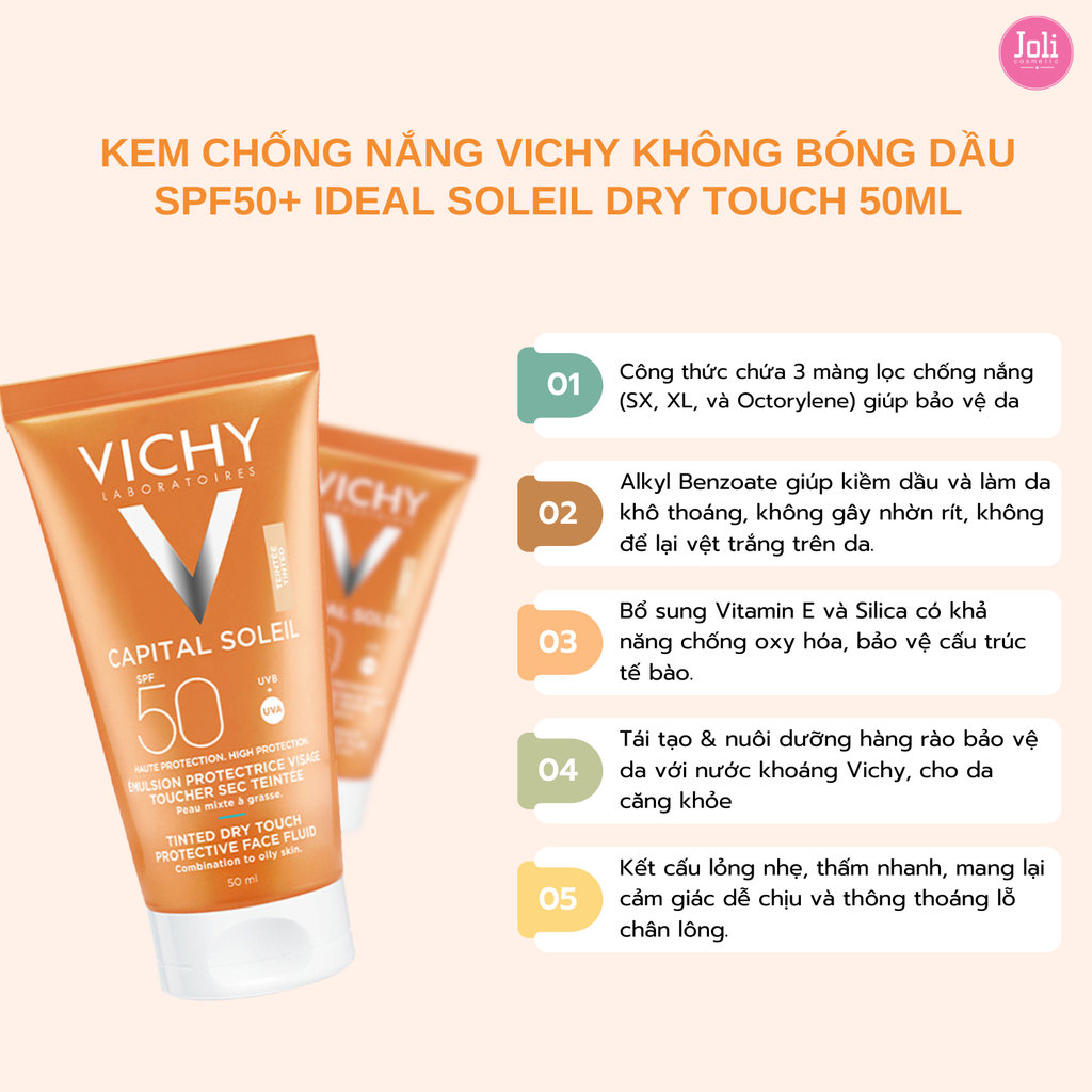 Kem Chống Nắng Cho Da Dầu Vichy Ideal Soleil Mattifying Face Fluid Dry Touch SPF50+ 50ml