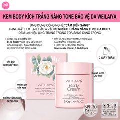 Kem Dưỡng Trắng Da Nâng Tông Weilaiya White Tone-Up Body Cream 200g