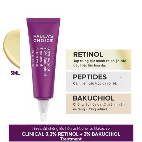 Kem Dưỡng Ngăn Ngừa Lão Hóa Paula's Choice Clinical 0.3% Retinol + 2% Bakuchiol Treatment 5ml