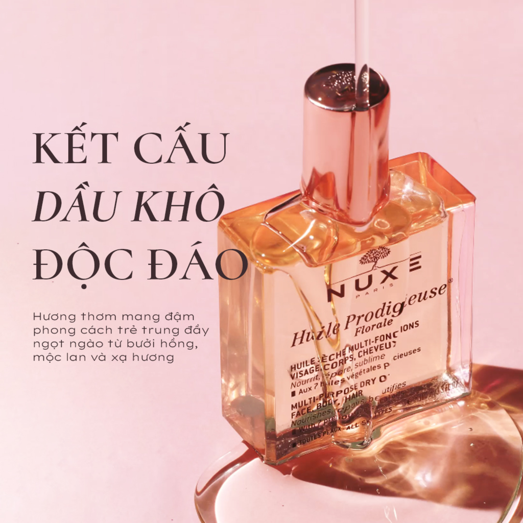 Dầu Dưỡng Đa Năng Dưỡng Ẩm Cho Da Mặt & Body Và Tóc Nuxe Huile Prodigieuse Florale Multi-Purpose Dry Oil