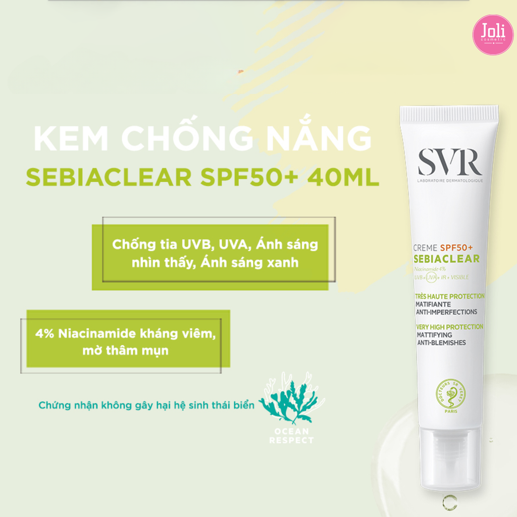 Kem Chống Nắng Cho Da Dầu Mụn SVR Sebiaclear Crème SPF50 40ml