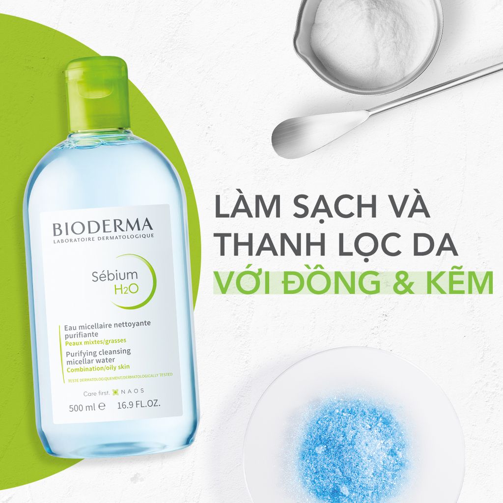 [COMBO] Nước Tẩy Trang Dành Cho Da Dầu & Hỗn Hợp Bioderma Sébium H2O 500ml