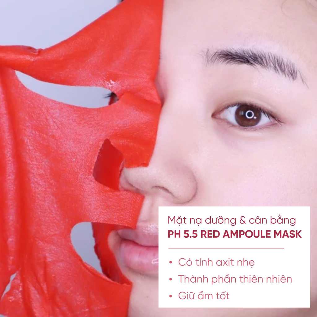 Mặt Nạ Cấp Ẩm Cân Bằng Da Cho Da Mụn So Natural pH 5.5 Red Ampoule Mask 30ml