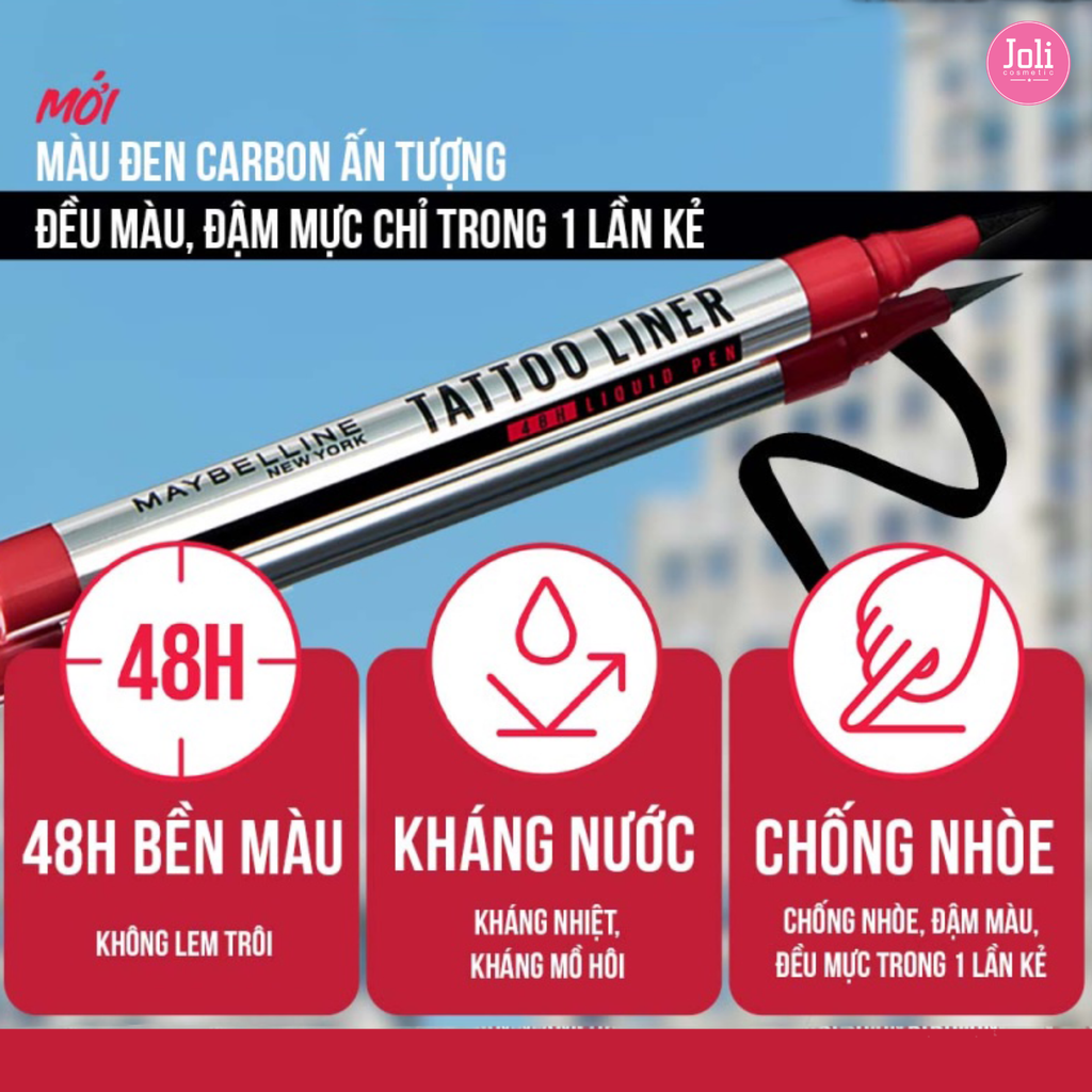 Bút Kẻ Mắt Nước Đậm Màu Không Lem Trôi Maybelline New York Tattoo Liner 48h Liquid Pen