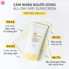 Kem Chống Nắng Ẩm Mượt Làm Dịu Da Klairs All-day Airy Sunscreen SPF50+ PA++++ 50g