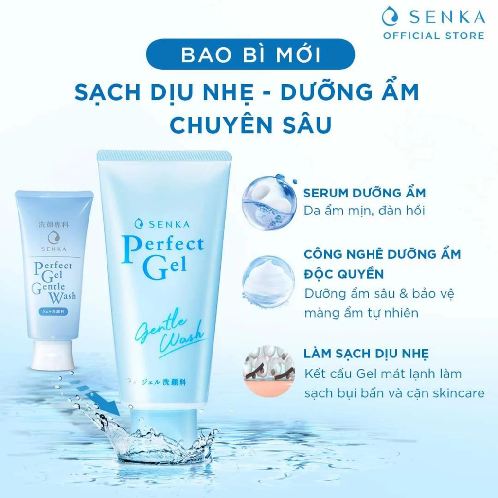 Gel Rửa Mặt Cho Da Khô & Nhạy Cảm Senka Perfect Gel Gentle Wash 100g