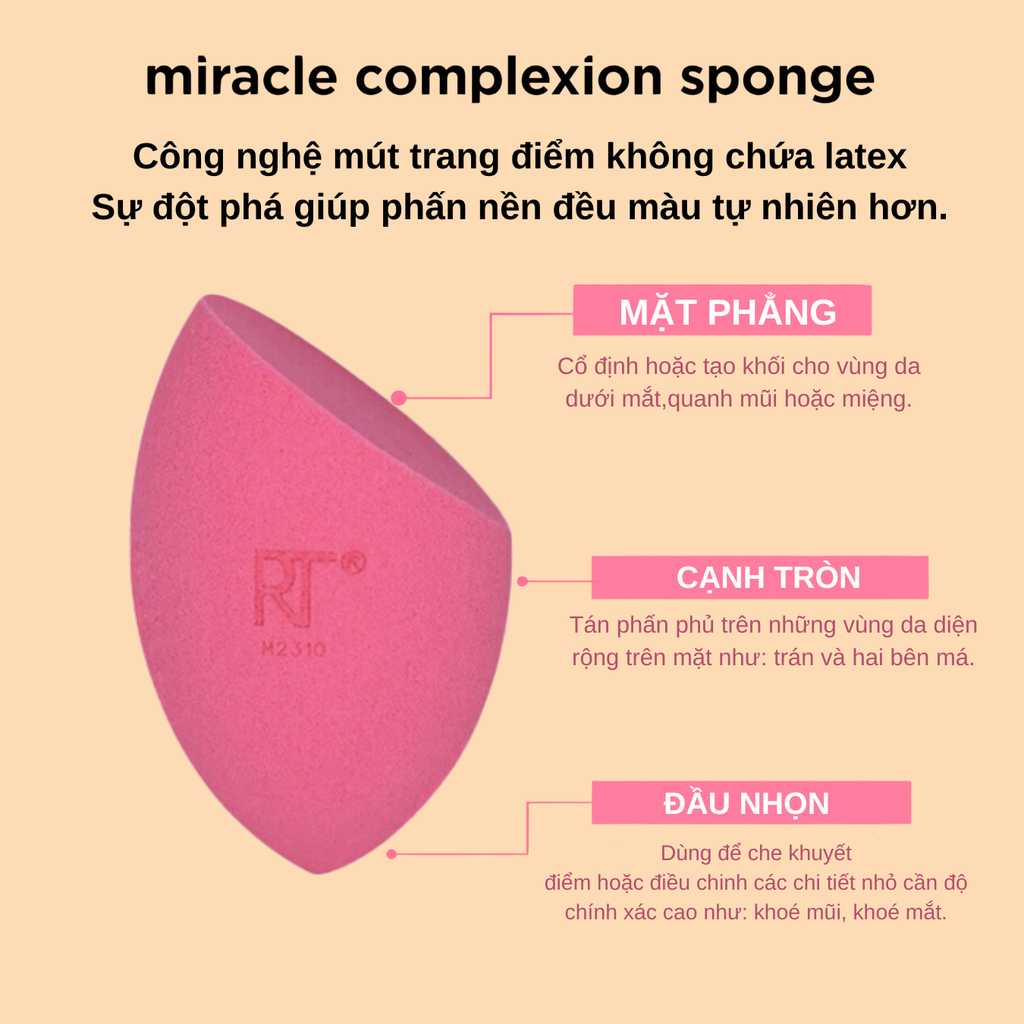 Set 2 Bông Mút Nền Và Phủ Real Techniques Miracle Complexion Sponge For Liquid + Powder Makeup