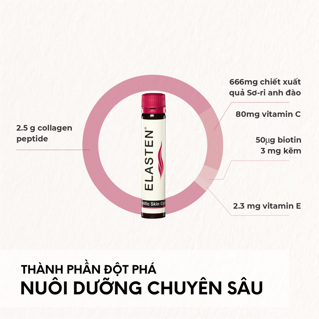 Nước Uống Đẹp Da Collagen Elasten (28 Ống X 25Ml)