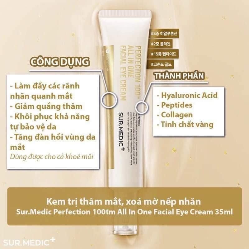 Kem Dưỡng Mắt Giảm Nếp Nhăn Ngăn Lão Hóa Sur.Medic+ Perfection 100™ All In One Facial Eye Cream 35ml