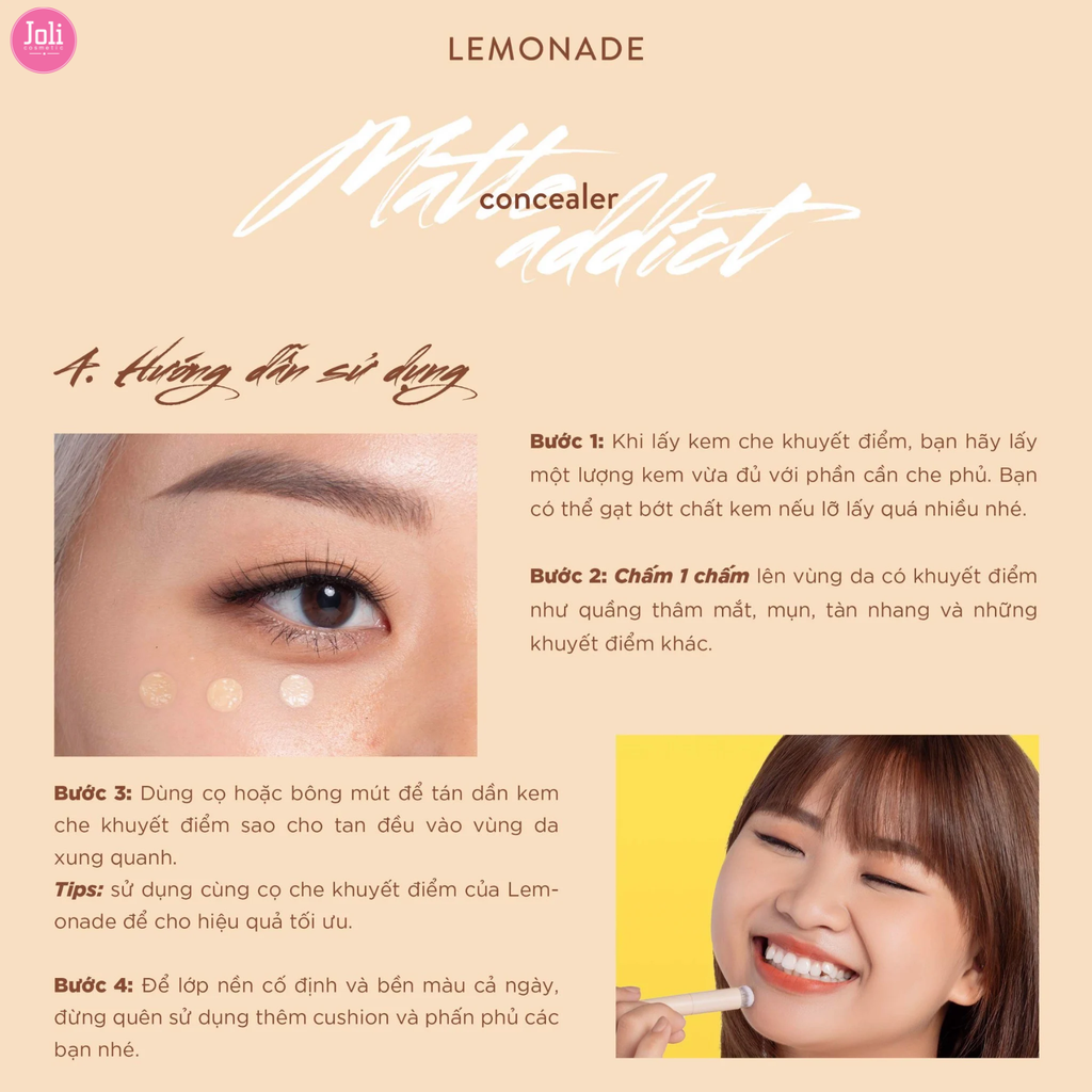 Kem Che Khuyết Điểm Kiềm Dầu Lemonade Matte Addict Concealer 3g