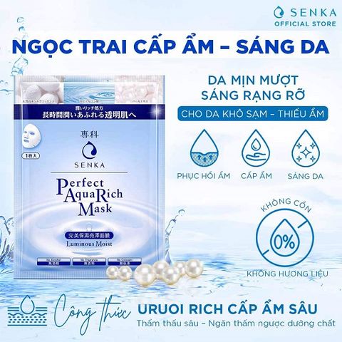 Mặt Nạ Senka Cấp Ẩm Dưỡng Sáng Da 25ml Perfect Aqua Rich Luminous Moist Mask