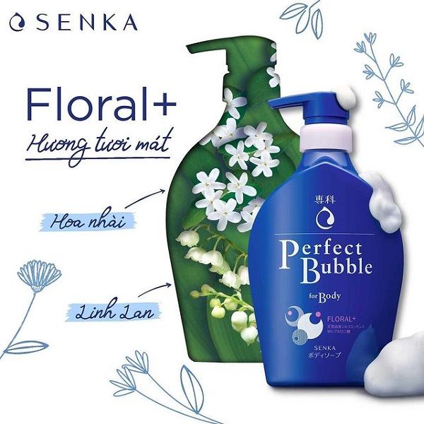Sữa Tắm Dưỡng Ẩm Hương Hoa Tươi Mát Senka Perfect Bubble for Body Floral Plus 500ml