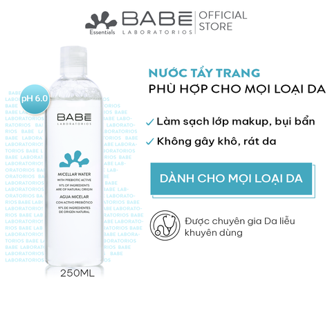 Nước Tẩy Trang Cho Mọi Loại Da Babe Essentials Prebiotic Micellar Water 250ml