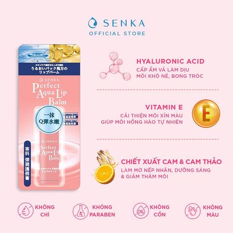 Son Dưỡng Môi Senka Cấp Ẩm & Ngừa Khô, Nẻ Môi 4.5g Perfect Aqua Lip Balm