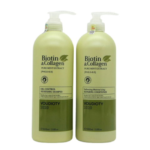 Dầu Gội & Xả Dưỡng Ẩm Yuiluim Biotin & Collagen Pure Mint Extract Softening Moisturizing