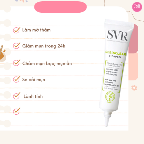 Gel Chấm Mụn Làm Giảm Mụn Viêm Sưng SVR Sebiaclear Cicapeel 15ml