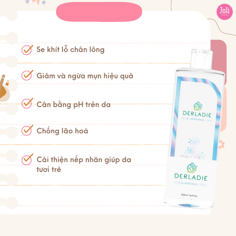 Nước Hoa Hồng Dưỡng Ẩm Derladie Natural Witch Hazel Toner 500ml