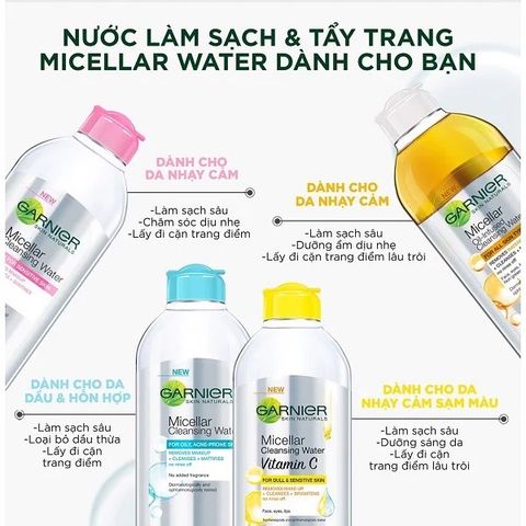 Nước Tẩy Trang Cho Da Nhạy Cảm Garnier Micellar Cleansing Water For Sensitive Skin