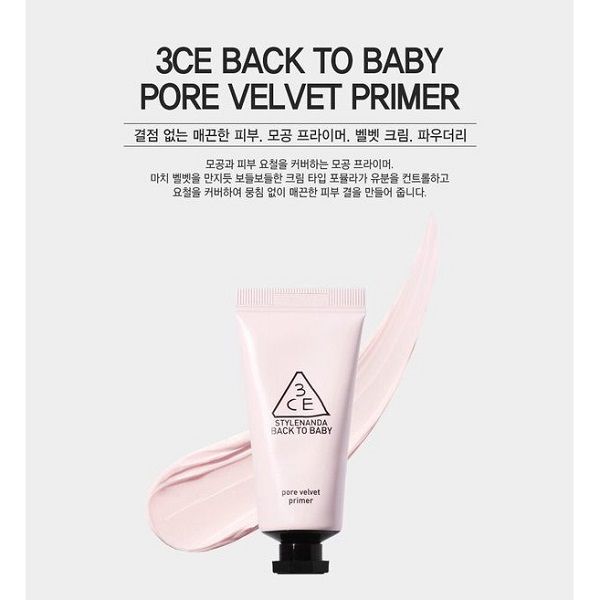 Kem Lót 3CE Back To Baby Pore Velvet Primer 15g