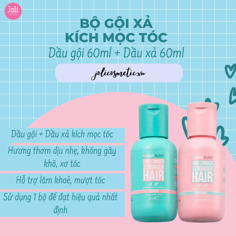 Bộ Dầu Gội Xả Kích Thích Tóc Mọc Dài & Khỏe Hairburst For Longer Stronger Hair 60ml