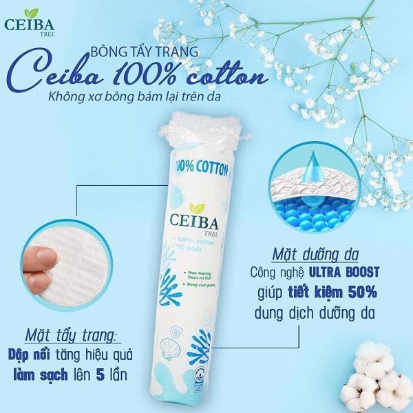 Bông Tẩy Trang Ceiba 100% Chất Liệu Cotton