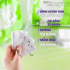 Bông Tẩy Trang LilyBell Vỏ Xanh Extra Thin Facial Puff 240 Miếng