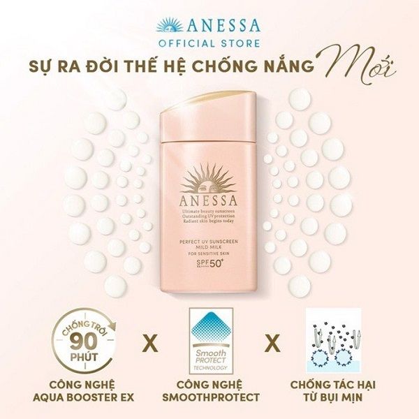 Sữa Chống Nắng Cho Da Nhạy Cảm & Trẻ Em Anessa Perfect UV Sunscreen Mild Milk SPF50+/PA++++ 60ml