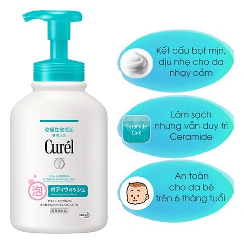 Sữa Tắm Cấp Ẩm Chuyên Sâu Dạng Bọt Curel Intensive Moisture Care Foaming Body Wash 480ml