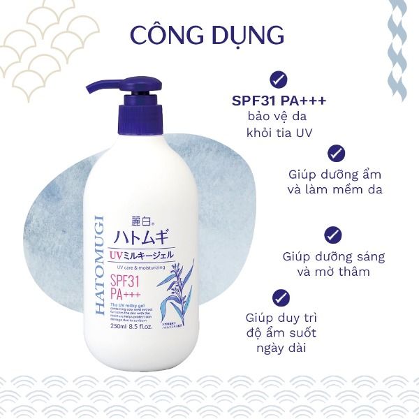 Sữa Dưỡng Thể Chống Nắng Hatomugi UV Care & Moisturizing SPF31 PA+++ 250ml