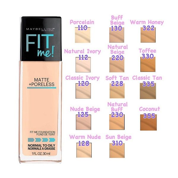 Kem Nền Kiềm Dầu Chống Nắng Maybelline Fit Me Matte Poreless Foundation SPF22 30ml