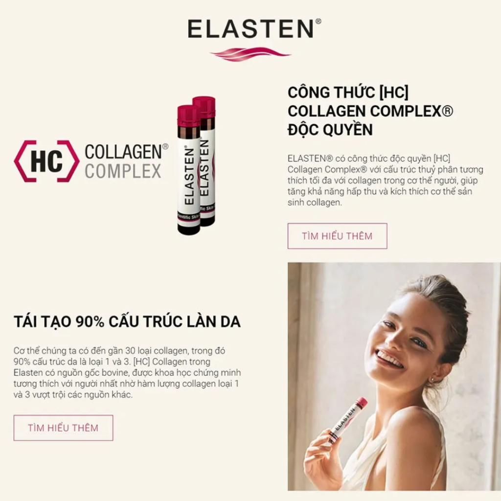 Nước Uống Đẹp Da Collagen Elasten (28 Ống X 25Ml)