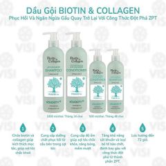 Dầu Gội & Xả Kích Thích Mọc Tóc Trị Gàu Biotin Collagen Voudioty Professional (Xanh Dương)