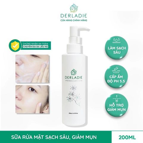 Sữa Rửa Mặt Dạng Gel Trị Mụn Derladie Witch Hazel Cleansing Gel 200ml