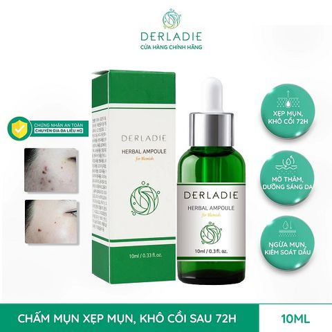 Chấm Mụn Tràm Trà Xẹp Mụn Khô Cồi Sau 72H Derladie Herbal Ampoule For Blemish 10ml