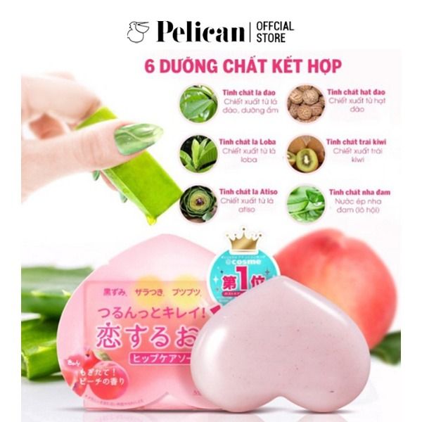 Xà Phòng Làm Giảm Mụn Và Thâm Mông Pelican Hip Care Soap Peach 80g