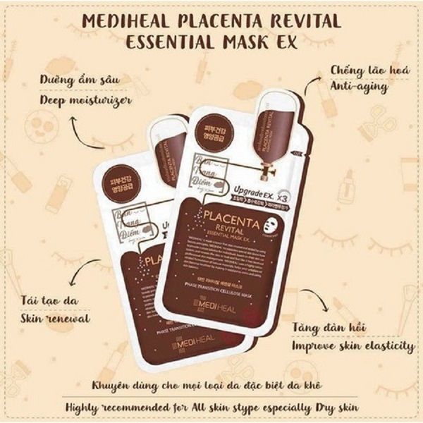 Mặt Nạ Mediheal Hỗ Trợ Phục Hồi Da Chiết Xuất Nhau Thai Cừu 25ml Placenta Revital Essential Mask EX