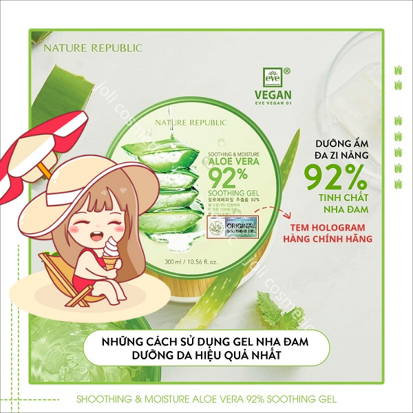 Gel Dưỡng Ẩm Chiết Xuất Lô Hội Nature Republic Soothing & Moisture Aloe Vera 92% Soothing Gel 300ml