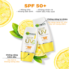 Kem Chống Nắng Dưỡng Sáng Da Garnier Light Complete Super UV Natural SPF50+ PA++++ 30ml