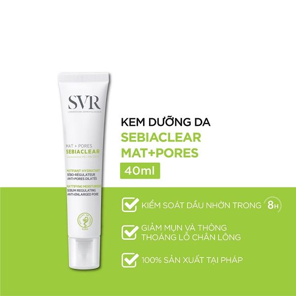 Kem Dưỡng Giảm Mụn Se Khít Lỗ Chân Lông SVR Sebiaclear Mat + Pores 40ml