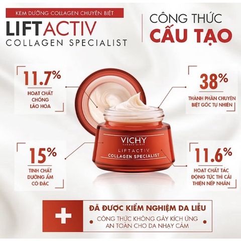 Kem Dưỡng Ngăn Lão Hóa ,Sáng Da, Mờ Thâm Nám Vichy Collagen Liftactiv Collagen Specialist 50ml
