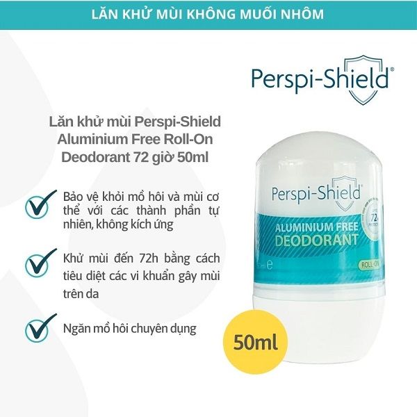 Lăn Khử Mùi Suốt 72H Perspi-Shield Aluminium Free Deodorant Roll On 50ml